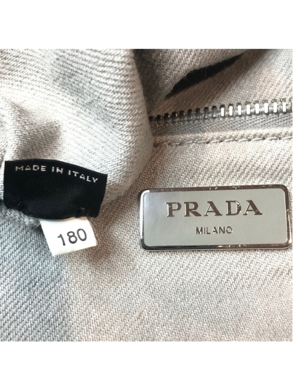 PRADA Canapa Bijoux 2-Way LT Grey Canvas Tote Bag Adorned with Crystals & Studs - Picture 11 of 17